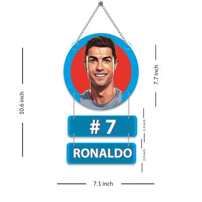 Wooden Cristiano Ronaldo Inspired Wall Hanging | Birthday Gift for Football Fans & Kids | Sports Theme Home Decor Wall Art